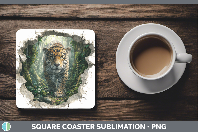 Jaguar Wild Cats 3D Hole Square Coaster Sublimation Design