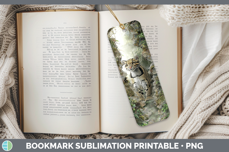 Leopard Clouded Wild Cats 3D Hole Bookmark Sublimation Desig