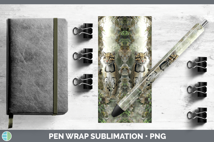 Leopard Clouded Wild Cats 3D Hole Pen Wrap Sublimation Desig