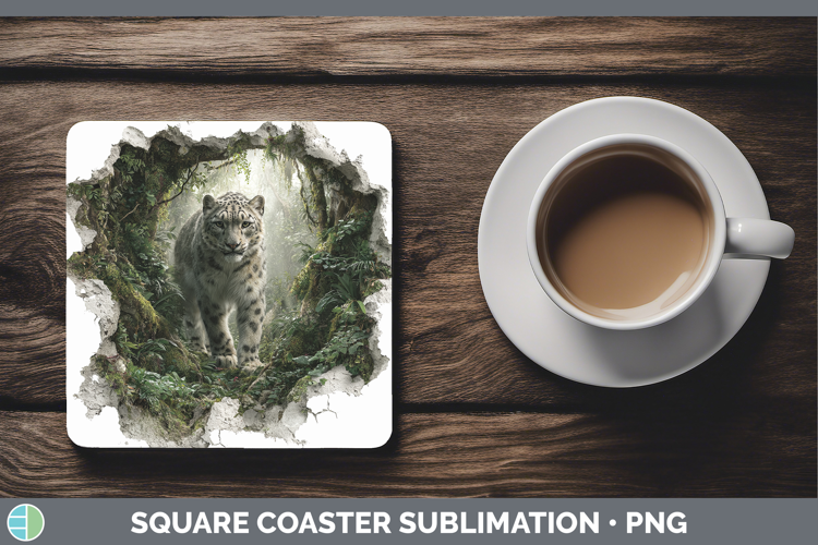 Leopard Snow Wild Cats 3D Hole Square Coaster Sublimation De