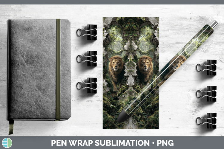 Lion Wild Cats 3D Hole Pen Wrap Sublimation Design