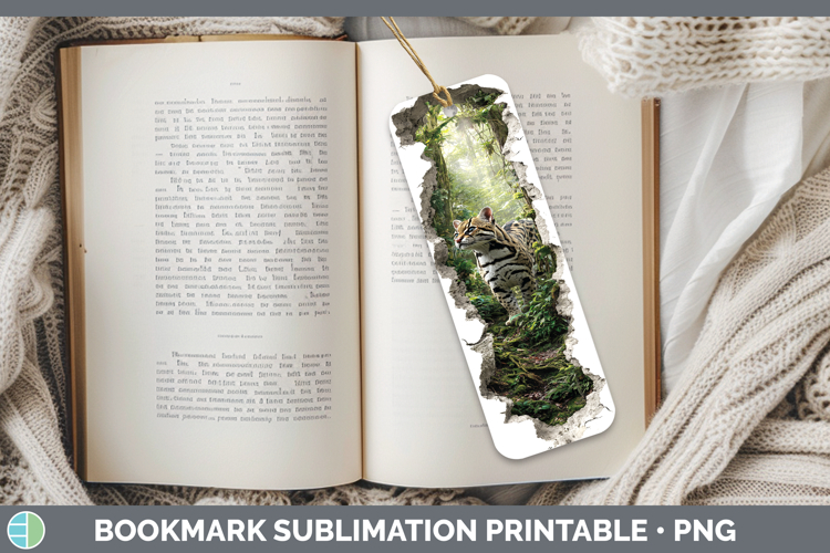 Margay Cat Wild Cats 3D Hole Bookmark Sublimation Design