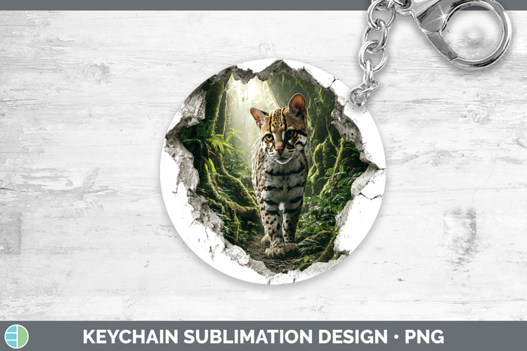 Margay Cat Wild Cats 3D Hole Keychain Sublimation Design