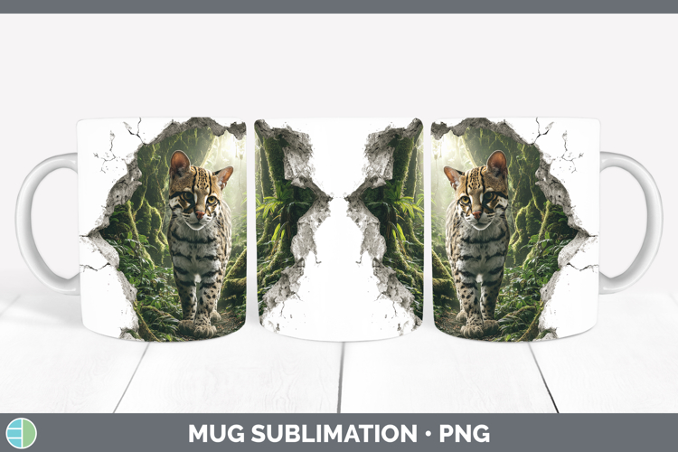 Margay Cat Wild Cats 3D Hole Mug Wrap Sublimation Design