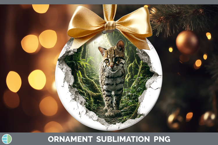 Margay Cat Wild Cats 3D Hole Ornament Sublimation Design