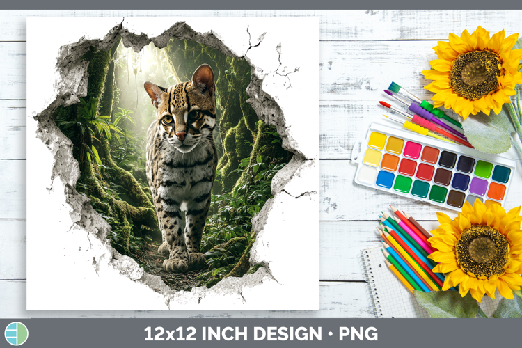 Margay Cat Wild Cats 3D Hole Paper Backgrounds Design