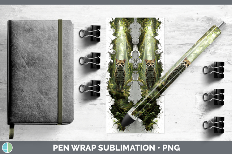 Ocelot Wild Cats 3D Hole Pen Wrap Sublimation Design