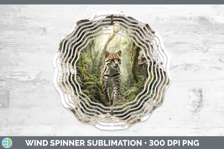 Ocelot Wild Cats 3D Hole Wind Spinner Sublimation Design