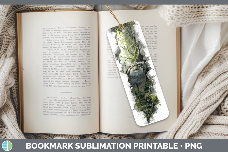 Pallas Cat Wild Cats 3D Hole Bookmark Sublimation Design