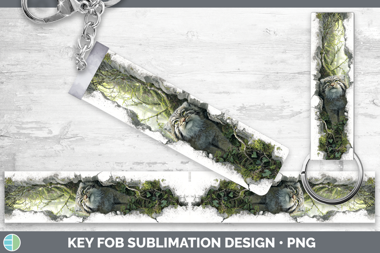 Pallas Cat Wild Cats 3D Hole Key Fob Sublimation Design