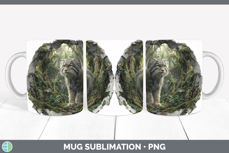 Pallas Cat Wild Cats 3D Hole Mug Wrap Sublimation Design