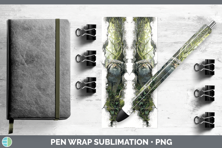 Pallas Cat Wild Cats 3D Hole Pen Wrap Sublimation Design