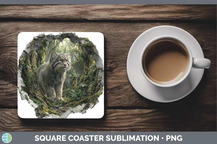 GorgeousWild Cats 3D Hole Square Coaster design.