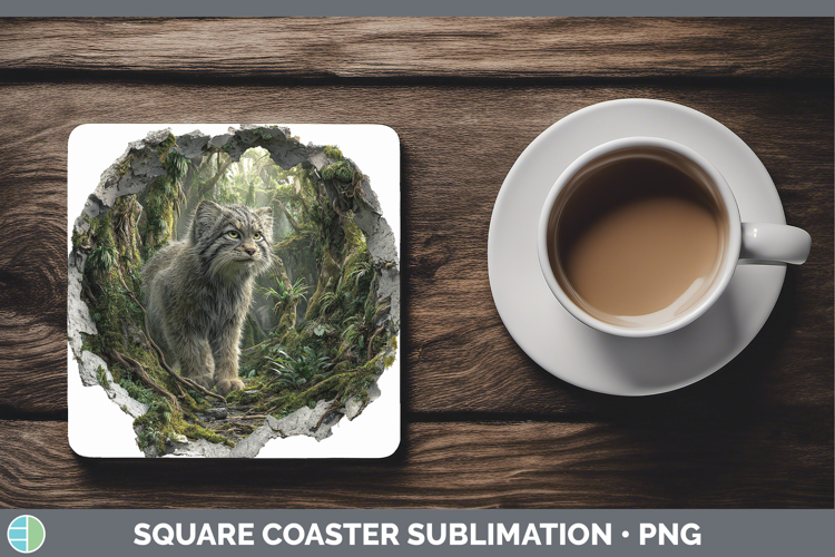 Pallas Cat Wild Cats 3D Hole Square Coaster Sublimation Desi