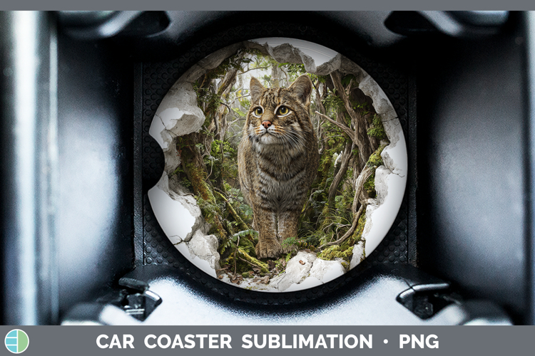 Pampas Cat Wild Cats 3D Hole Car Coaster Sublimation Design