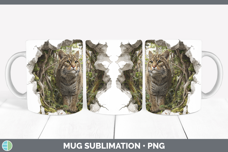 Pampas Cat Wild Cats 3D Hole Mug Wrap Sublimation Design