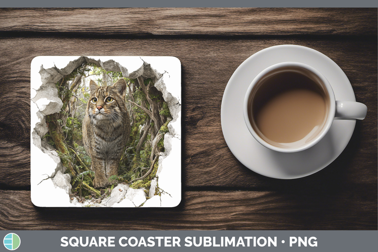Pampas Cat Wild Cats 3D Hole Square Coaster Sublimation Desi