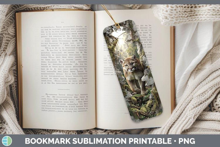 Puma Concolor Wild Cats 3D Hole Bookmark Sublimation Design