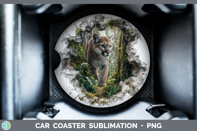 Puma Concolor Wild Cats 3D Hole Car Coaster Sublimation Desi