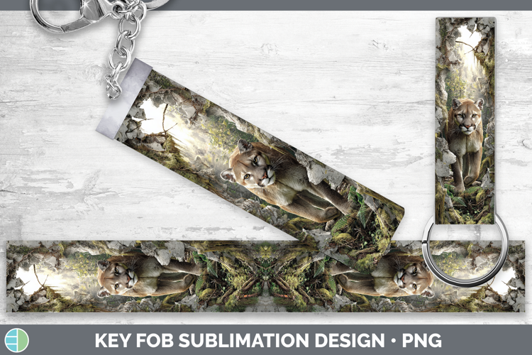 Puma Concolor Wild Cats 3D Hole Key Fob Sublimation Design