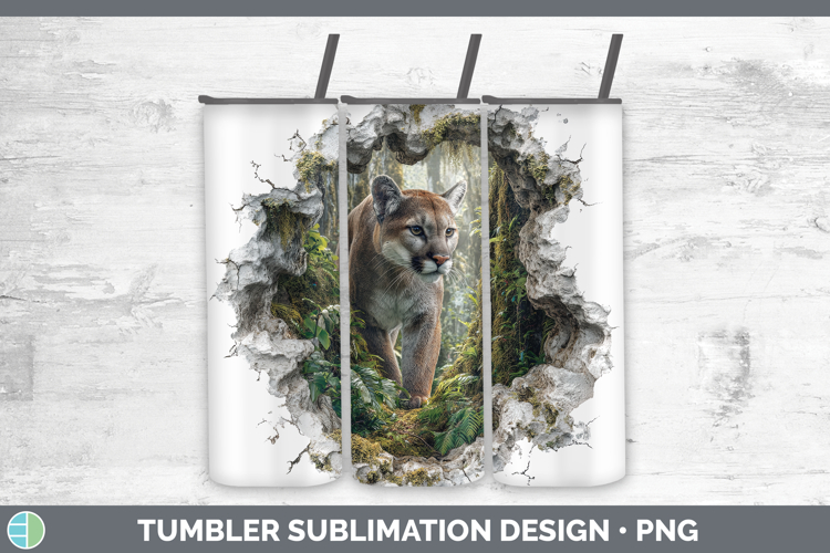 Puma Concolor Wild Cats 3D Hole Tumbler Sublimation Design
