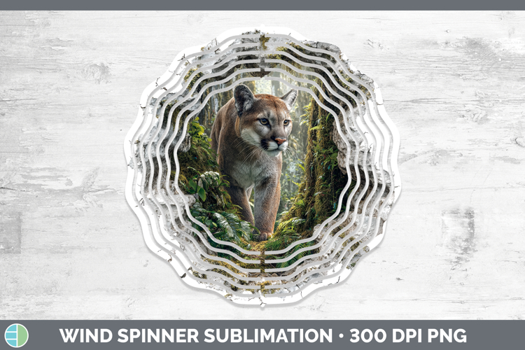 Puma Concolor Wild Cats 3D Hole Wind Spinner Sublimation Des