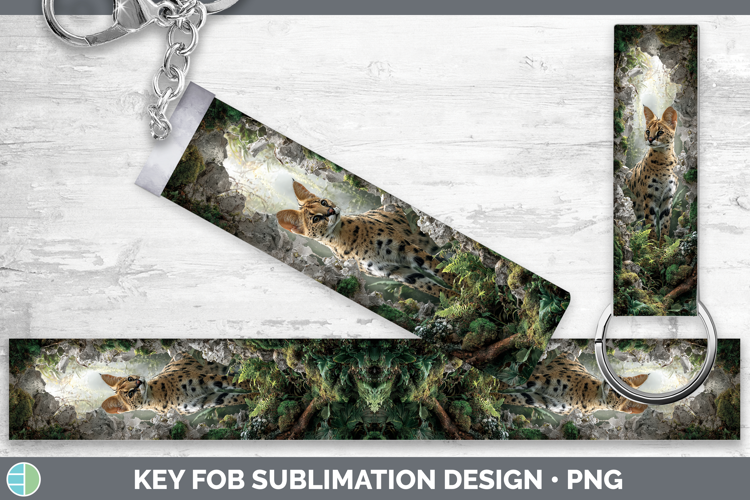 Serval Wild Cats 3D Hole Key Fob Sublimation Design