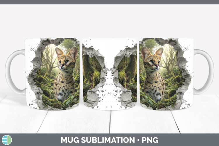 Serval Wild Cats 3D Hole Mug Wrap Sublimation Design