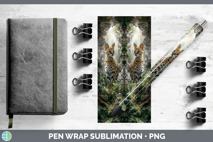 Serval Wild Cats 3D Hole Pen Wrap Sublimation Design