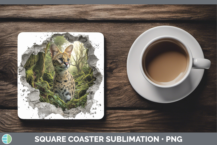 Serval Wild Cats 3D Hole Square Coaster Sublimation Design