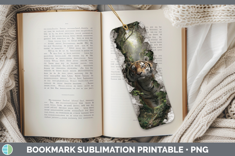 Tiger Wild Cats 3D Hole Bookmark Sublimation Design