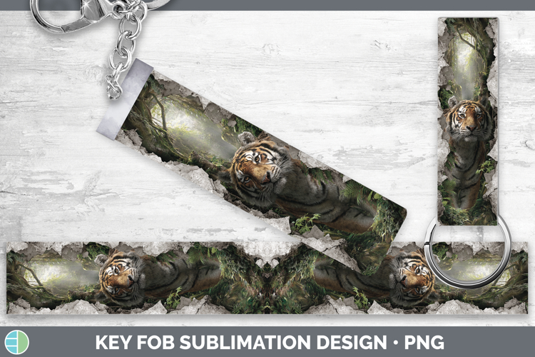 Tiger Wild Cats 3D Hole Key Fob Sublimation Design