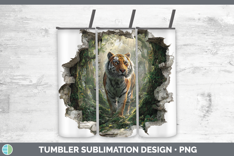 Tiger Wild Cats 3D Hole Tumbler Sublimation Design