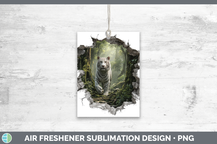 White Tiger Wild Cats 3D Hole Air Freshener Sublimation Desi