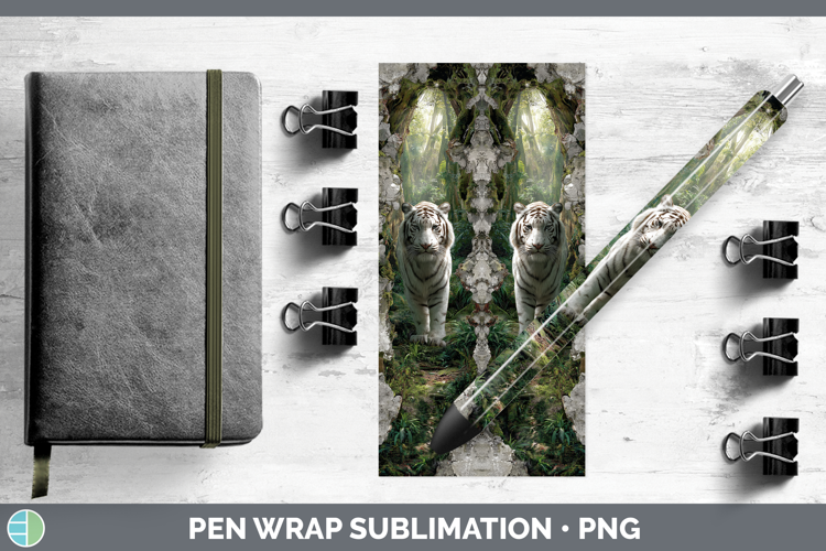 White Tiger Wild Cats 3D Hole Pen Wrap Sublimation Design