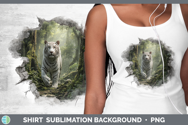 White Tiger Wild Cats 3D Hole Shirt Sublimation Design