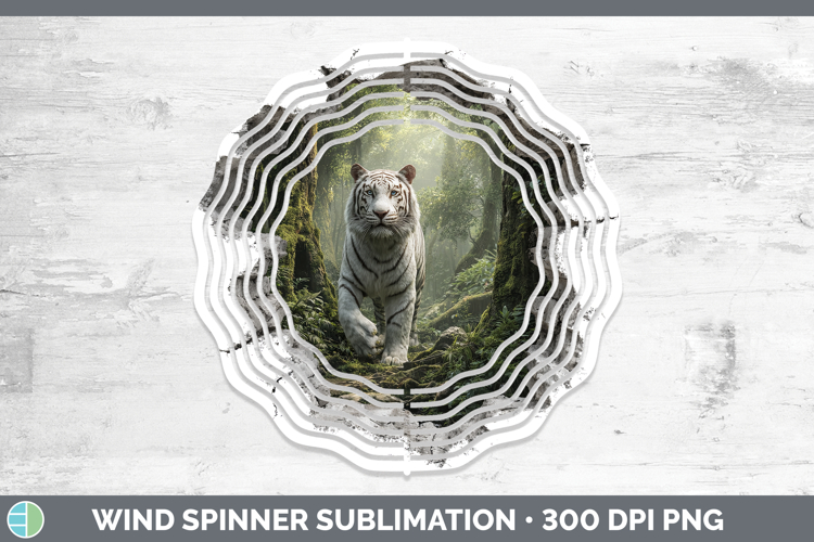 White Tiger Wild Cats 3D Hole Wind Spinner Sublimation Desig