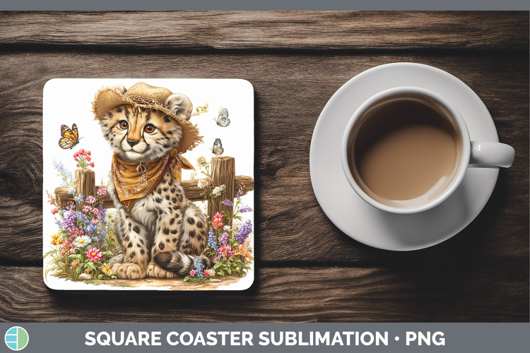 Wild Cats Bandana Summer Cheetah Square Coaster Sublimation