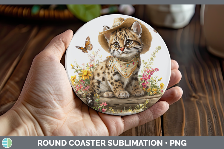 Wild Cats Bandana Summer Geoffroys Cat Round Coaster Sublima