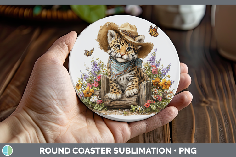 Wild Cats Bandana Summer Jaguar Round Coaster Sublimation Co