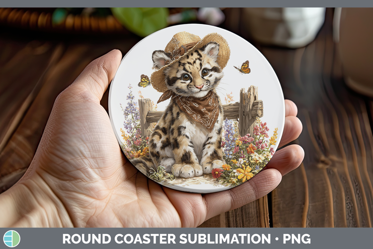 Wild Cats Bandana Summer Leopard Clouded Round Coaster Subli