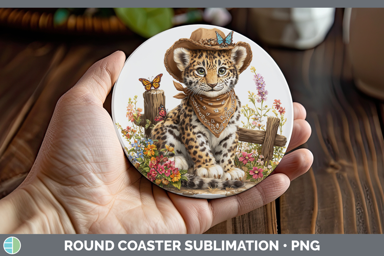Wild Cats Bandana Summer Leopard Round Coaster Sublimation C