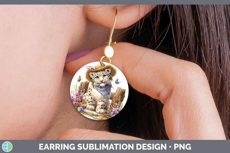 Wild Cats Bandana Summer Leopard Snow Round Earrings Sublima