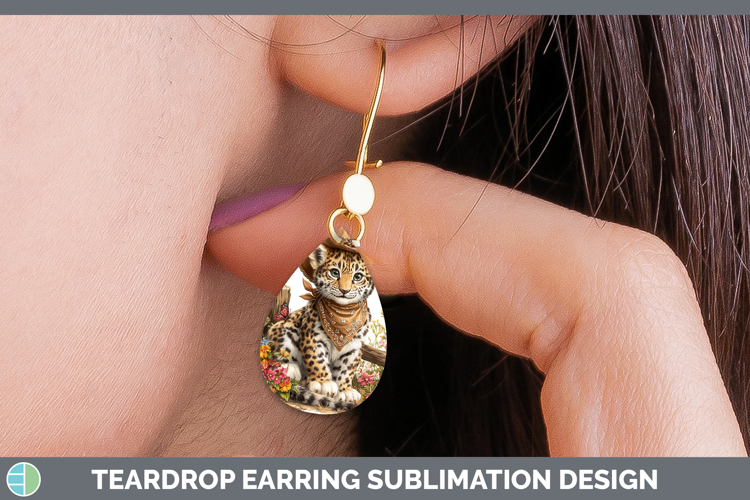 Wild Cats Bandana Summer Leopard Teardrop Earrings Sublimati