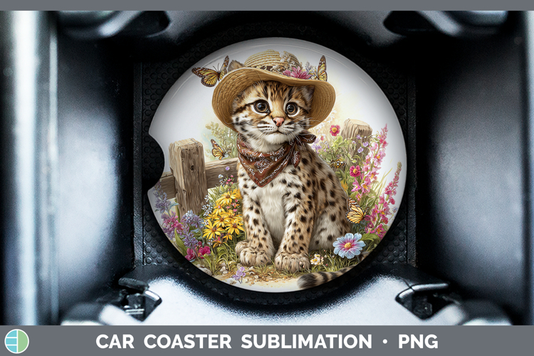 Wild Cats Bandana Summer Margay Cat Car Coaster Sublimation