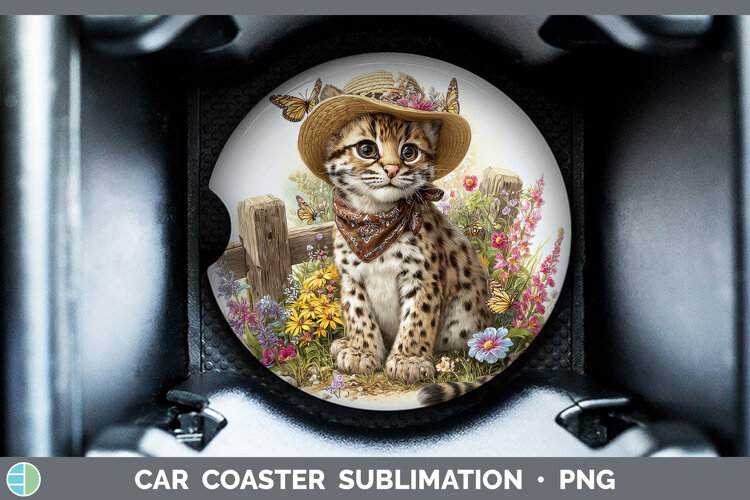 GorgeousWild Cats Bandana Summer Car Coaster design.