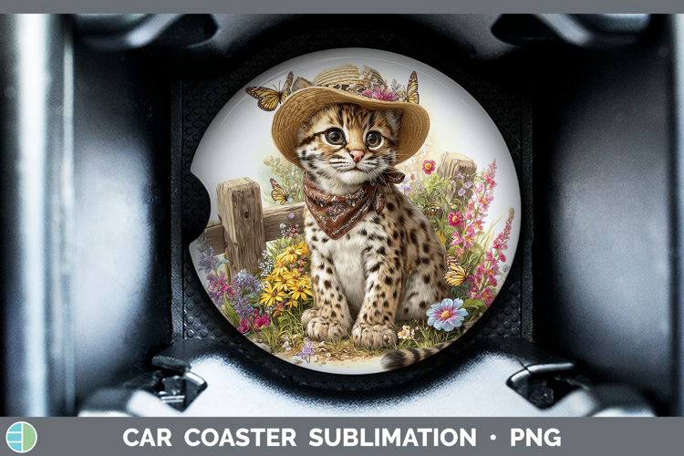 Wild Cats Bandana Summer Margay Cat Car Coaster Sublimation