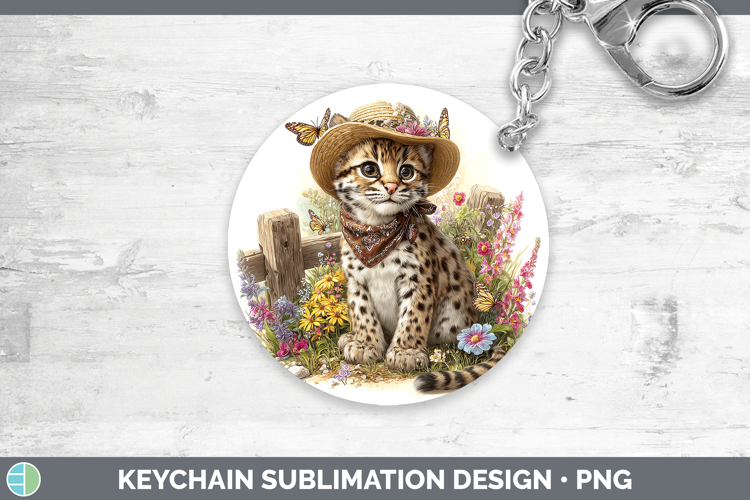 Wild Cats Bandana Summer Margay Cat Keychain Sublimation Key