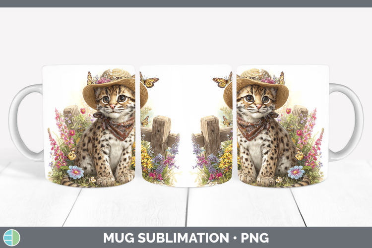 Wild Cats Bandana Summer Margay Cat Mug Wrap Sublimation Cof