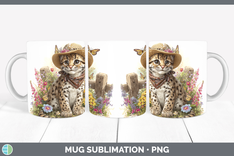 Wild Cats Bandana Summer Margay Cat Mug Wrap Sublimation Cof